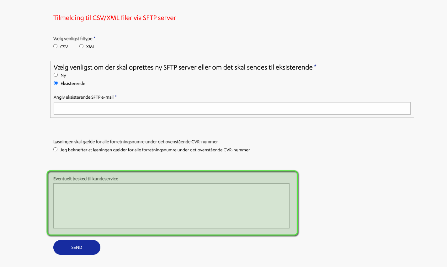 Storebuddy - Evt. besked til kundeservice