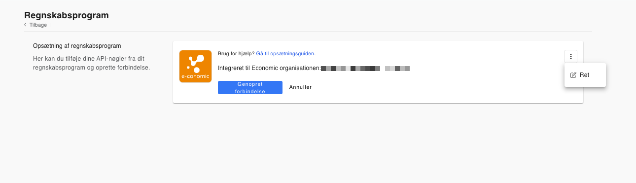 Storebuddy genopret forbindelse til e-conomic